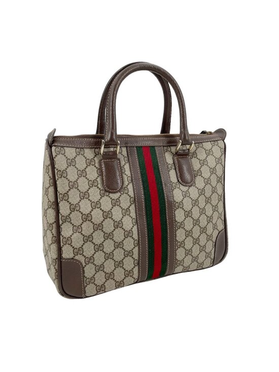 Gucci Handbags - Gucci Ophidia Boston Leather Medium Top Handle Purse Bag Monogram Logo Luxury